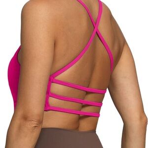 Pink stappy back sports bra size small